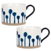 Mug in maiolica bianca stampa steli blu